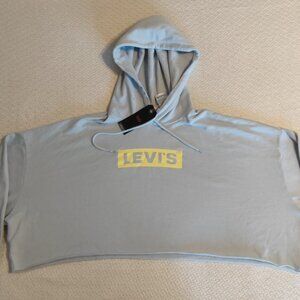 NWT Levi’s Women Light Blue Long Sleeve Cropped Hoodie Size XXL